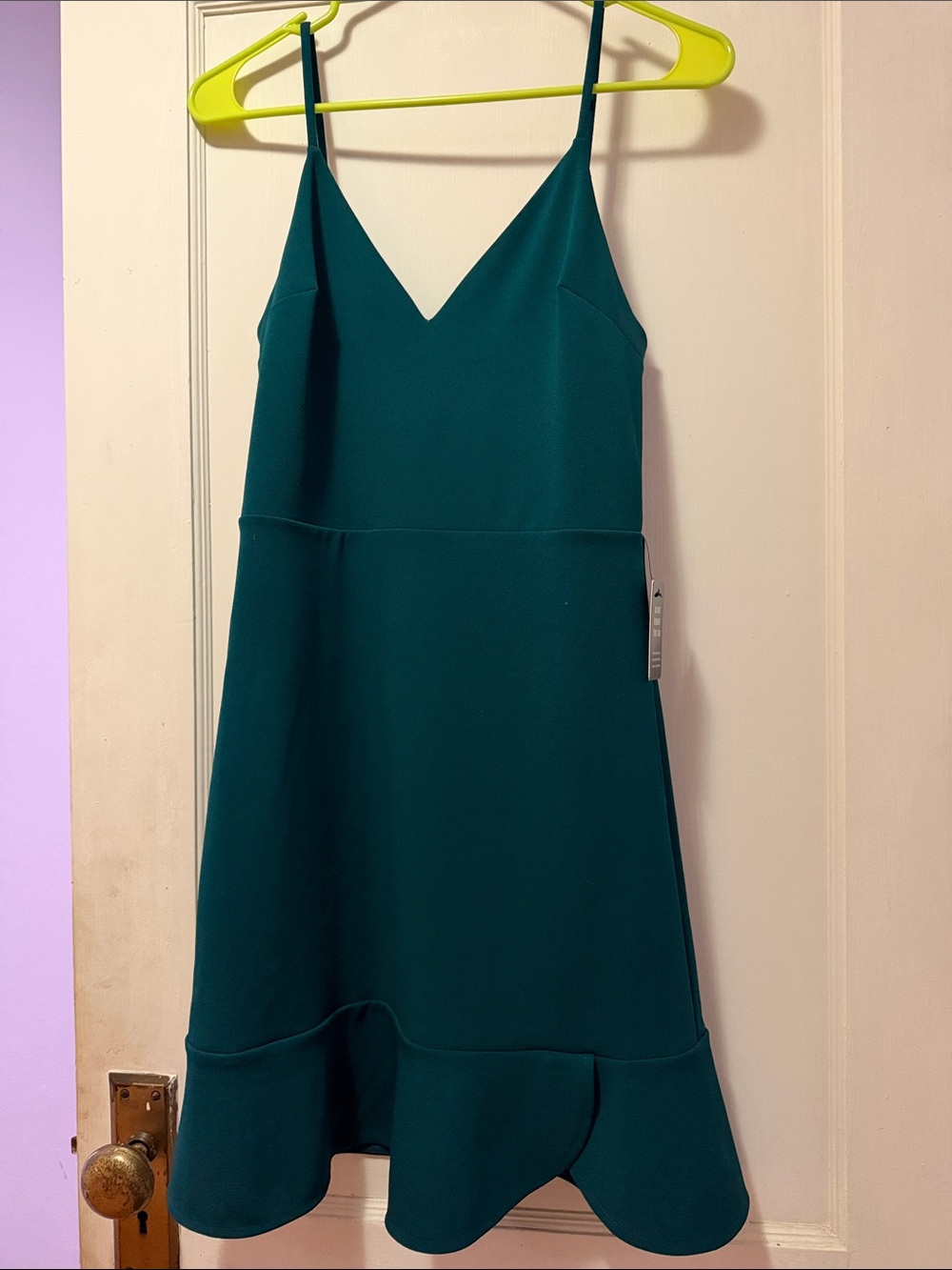 Express Teal V-Neck Spaghetti-Strap Mini Dress